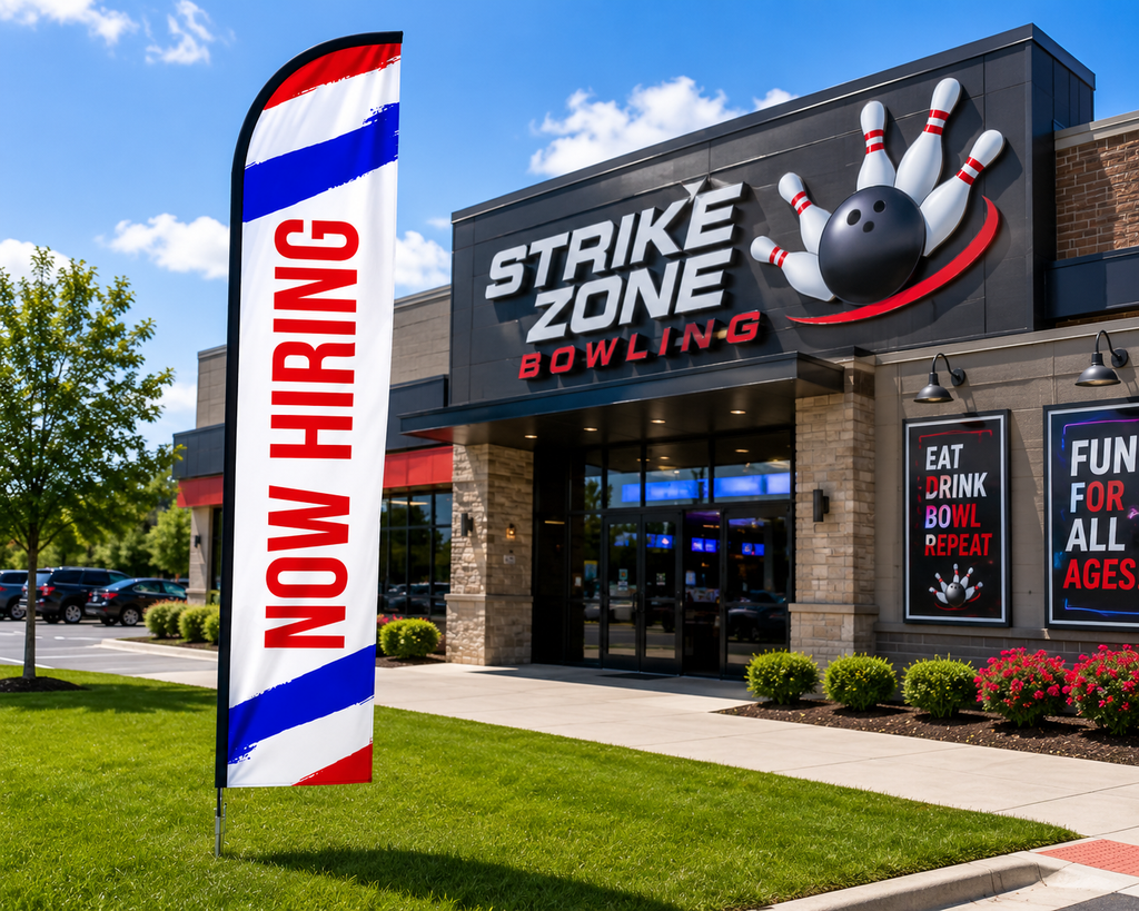 Now Hiring Feather Banner