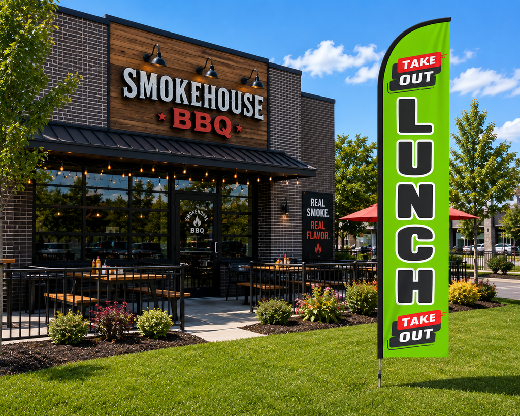 Take Out Lunch Feather Banner